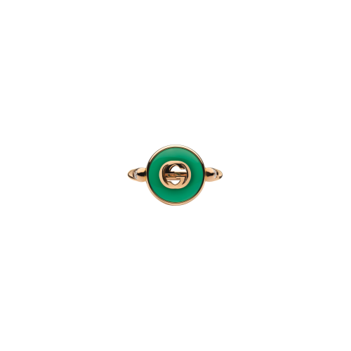 Accedi al prodotto correlato Gucci ANELLO GUCCI INTERLOCKING IN ORO ROSA E AGATA VERDE - YBC786547002