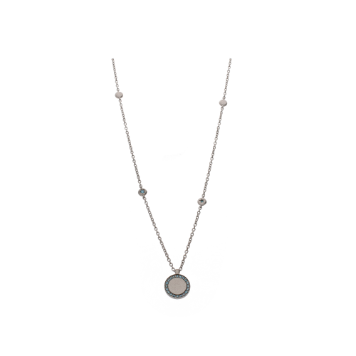 Accedi al prodotto correlato Mano | J . COLLANA IN TITANIO SABBIATOCON CIONDOLO CONTORNO DIAMANTI BLU - SCO4CODBL