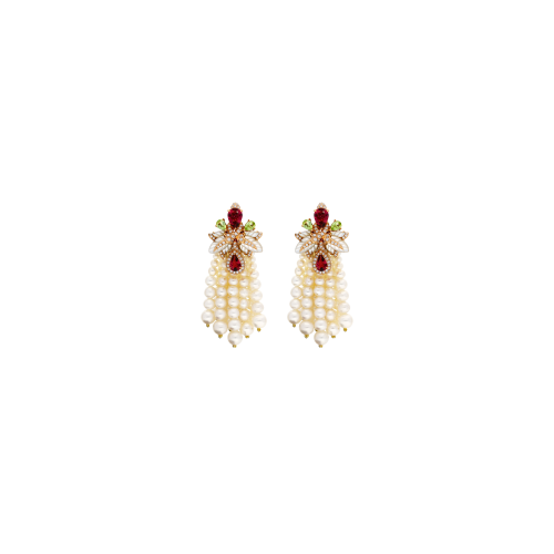 Accedi alla scheda di Bartorelli Italian Jewels ORECCHINI NAPPA PENDENTI IN ORO ROSA CON CASCATA DI PERLE, PERIDOTO, TORMALINA ROSA, MADREPERLA E DIAMANTI - QEKG04036DMPPDPTPLP