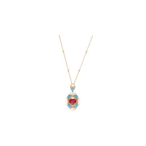 Accedi alla scheda di Bartorelli Italian Jewels COLLANA CON AMULETO PENDENTE IN ORO ROSA CON TORMALINA ROSA, DIAMANTI, MADREPERLA E TURCHESE - QNKG04119DMPTQPTP