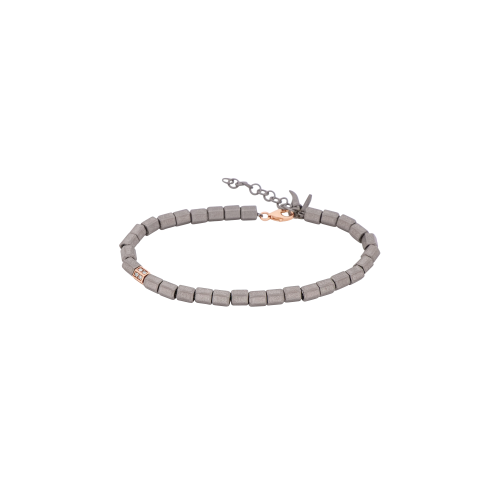 Accedi alla scheda di Mano | J . BRACCIALE UOMO CON ESAGONINI IN TITANIO, UNO IN ORO ROSSO 9 KT INCASSATO CON DIAMANTI BROWN - CIESBRT1RGBRO