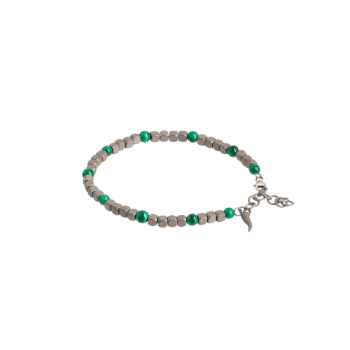 Accedi alla scheda di Mano | J . BRACCIALE UOMO IN TITANIO, MALACHITE E ORO ROSA - MINBRT10MALCUP