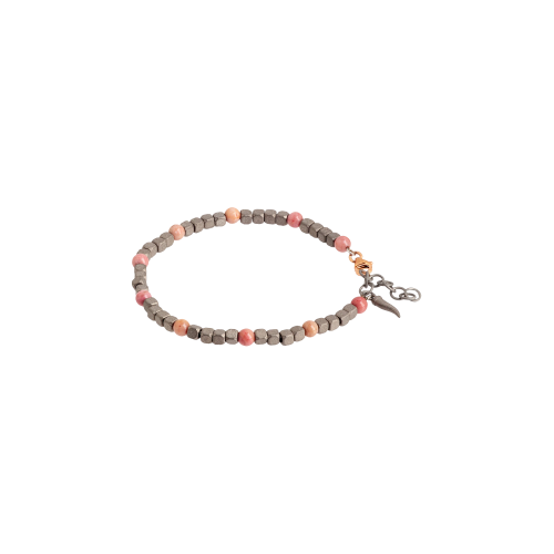 Accedi alla scheda di Mano | J . BRACCIALE UOMO IN TITANIO, RODONITE E ORO BIANCO 9KT - MINBRT10RODCUP