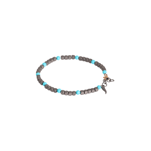 Accedi alla scheda di Mano | J . BRACCIALE UOMO IN TITANIO, TURCHESE E ORO ROSA 9KT - MINBRT10TURCUP