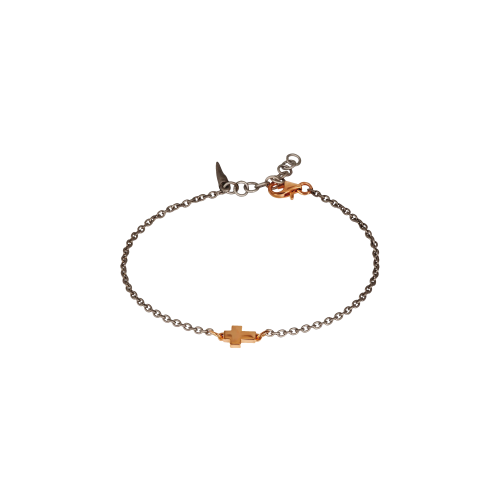 Accedi alla scheda di Mano | J . BRACCIALE UOMO IN TITANIO CON UNA CROCE E CHIUSURA IN ORO ROSSO 9 KT - MINBRTRG1CROK