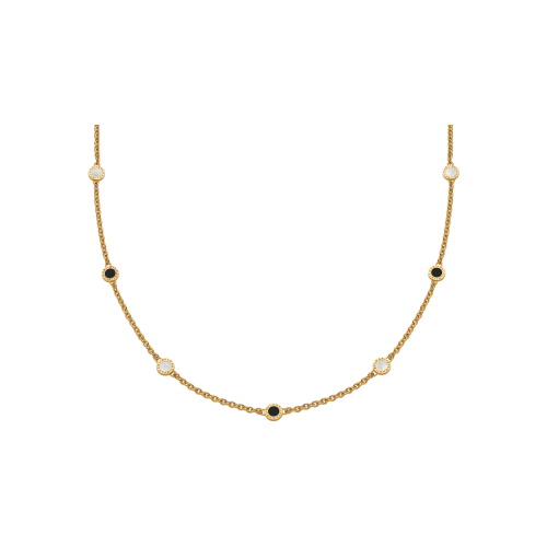 Accedi alla scheda di Bulgari COLLANA SAUTOIR BVLGARI BVLGARI 50TH ANNIVERSARY IN ORO GIALLO CON ELEMENTI IN MADREPERLA E ONICE - CL860487