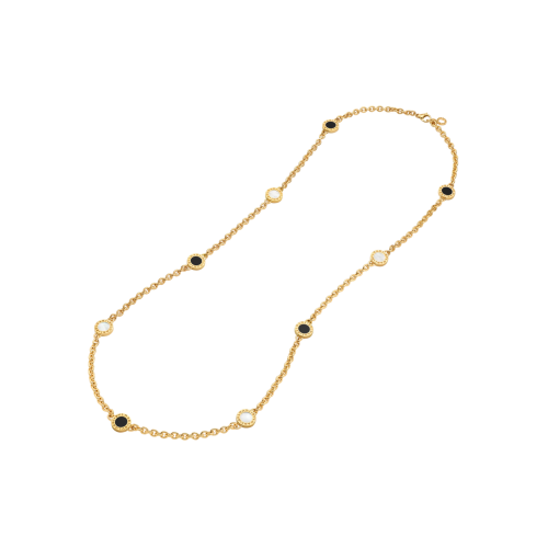 Accedi alla scheda di Bulgari COLLANA SAUTOIR BVLGARI BVLGARI 50TH ANNIVERSARY IN ORO GIALLO CON ELEMENTI IN MADREPERLA E ONICE - CL860487