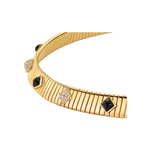 Accedi al prodotto correlato Bulgari COLLANA BVLGARI TUBOGAS CLASSIC IN ORO GIALLO CON ONICE E PAV&Eacute; DI DIAMANTI - CL860415