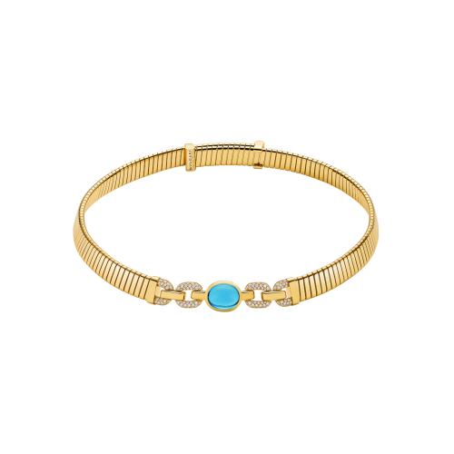 Accedi alla scheda di Bulgari COLLANA BVLGARI TUBOGAS COLOR IN ORO GIALLO CON TOPAZIO BLU E DIAMANTI - CL860533