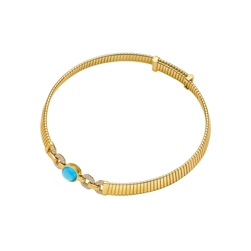 Accedi alla scheda di Bulgari COLLANA BVLGARI TUBOGAS COLOR IN ORO GIALLO CON TOPAZIO BLU E DIAMANTI - CL860533