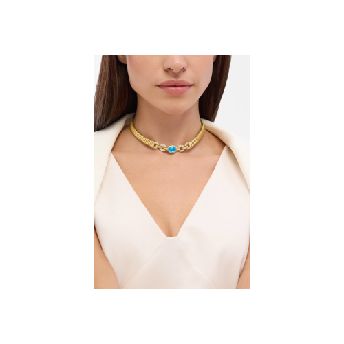 Accedi alla scheda di Bulgari COLLANA BVLGARI TUBOGAS COLOR IN ORO GIALLO CON TOPAZIO BLU E DIAMANTI - CL860533