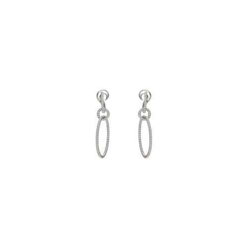 Accedi alla scheda di Bartorelli Italian Jewels ORECCHINI A CERCHI PENDENTI IN ORO BIANCO E PAV&Eacute; DI DIAMANTI BIANCHI - 000-5922NS