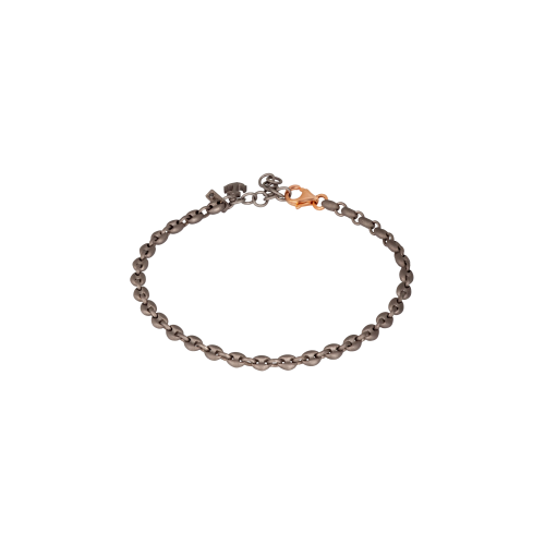 Accedi alla scheda di Mano | J . BRACCIALE UOMO CON MAGLIE MARINE PICCOLE IN TITANIO E ORO ROSSO 9 KT, ANCORA IN TITANIO E DIAMANTE BLACK - MARBRTTSM