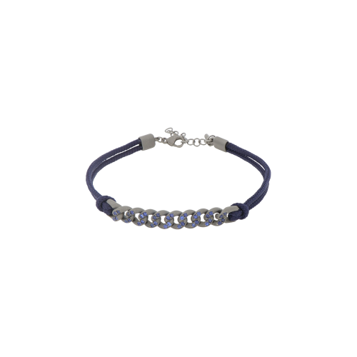Accedi alla scheda di Mano | J . BRACCIALE GROUMETTE NAUTICA IN TITANIO CON ZAFFIRI BLU E LACCIO BLU NAVY - BRG1013