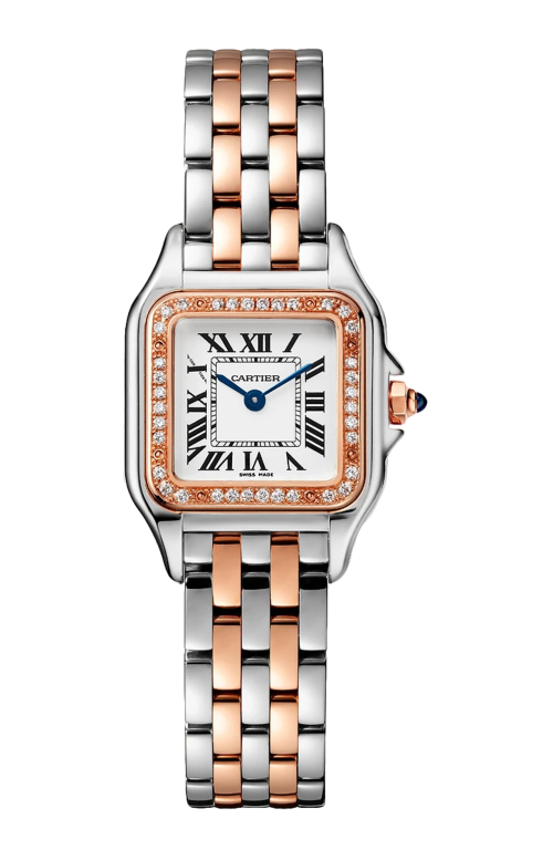 Accedi al prodotto correlato Cartier PANTH&Egrave;RE DE CARTIER MODELLO PICCOLO, ORO ROSA, ACCIAIO E DIAMANTI, QUARZO - W3PN0014