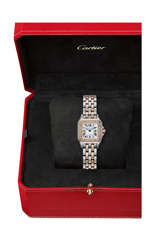 Accedi al prodotto correlato Cartier PANTH&Egrave;RE DE CARTIER MODELLO PICCOLO, ORO ROSA, ACCIAIO E DIAMANTI, QUARZO - W3PN0014