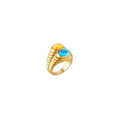 Accedi alla scheda di Bulgari ANELLO DOPPIO BACCELLATO IN ORO GIALLO CON QUARZO CITRINO E TOPAZIO BLU - AN860715