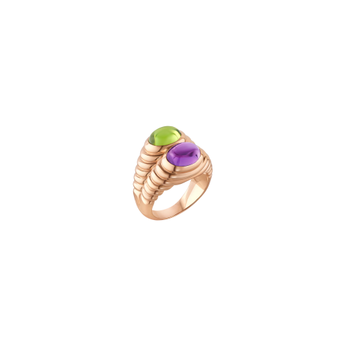 Accedi al prodotto correlato Bulgari ANELLO DOPPIO BACCELLATO IN ORO ROSA CON AMETISTA E PERIDOTO - AN860745