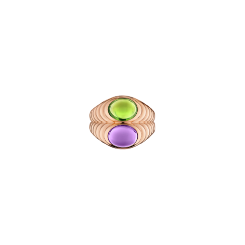 Accedi al prodotto correlato Bulgari ANELLO DOPPIO BACCELLATO IN ORO ROSA CON AMETISTA E PERIDOTO - AN860745