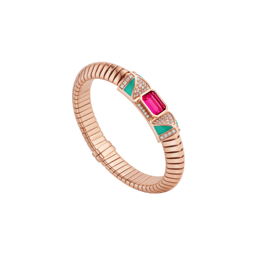 Accedi alla scheda di Bulgari BRACCIALE BULGARI TUBOGAS COLOR IN ORO ROSA CON DIAMANTI E RUBELLITE - BR860811