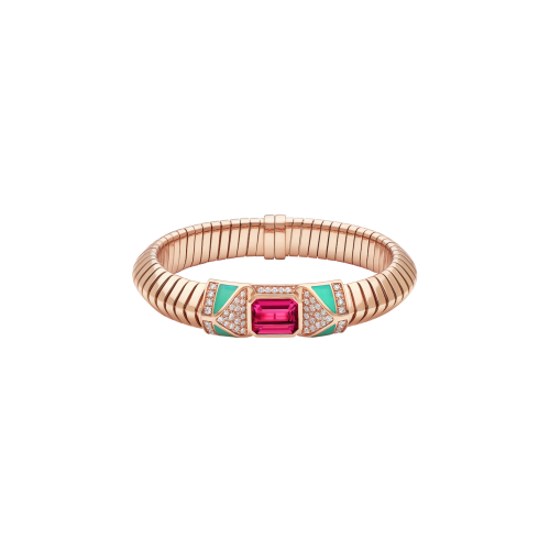 Accedi alla scheda di Bulgari BRACCIALE BULGARI TUBOGAS COLOR IN ORO ROSA CON DIAMANTI E RUBELLITE - BR860811