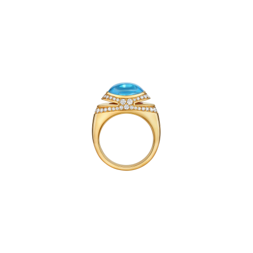 Accedi alla scheda di Bulgari ANELLO BVLGARI CABOCHON IN ORO GIALLO CON TOPAZIO AZZURRO E SEMI-PAV&Eacute; DI DIAMANTI - AN860445