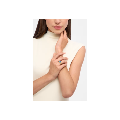 Accedi alla scheda di Bulgari ANELLO BVLGARI CABOCHON IN ORO GIALLO CON TOPAZIO AZZURRO E SEMI-PAV&Eacute; DI DIAMANTI - AN860445