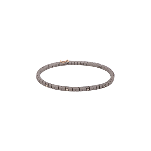 Accedi alla scheda di Mano | J . BRACCIALE TENNIS CLASSICO IN TITANIO, ORO ROSSO 18 KT E 10 DIAMANTI BROWN DA 5 PUNTI - MINTENBRT11BROBR5PT