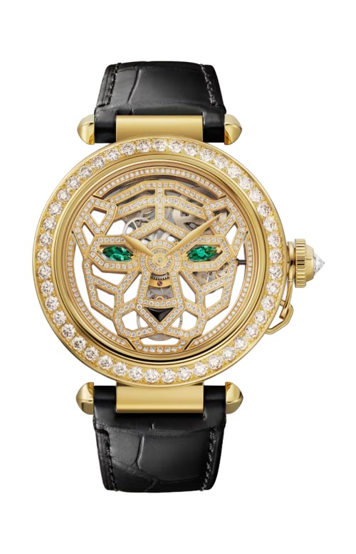 Accedi alla scheda di Cartier OROLOGIO GIOIELLO PANTH&Egrave;RE, 41 MM, MANUALE, ORO GIALLO, DIAMANTI, SMERALDI, SCHELETRATO - HPI01359