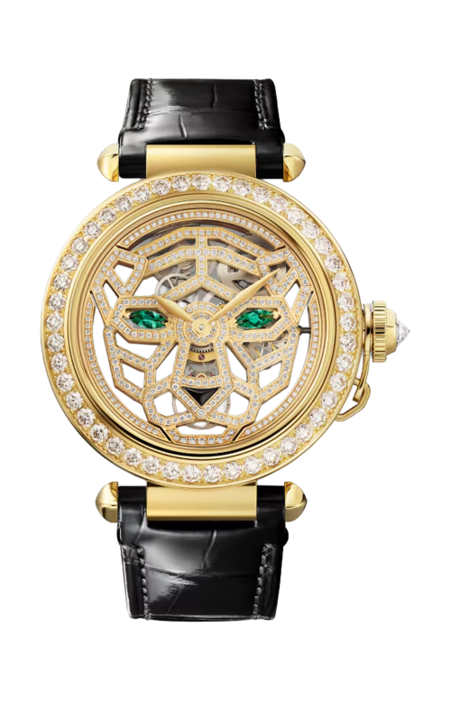 Accedi alla scheda di Cartier OROLOGIO GIOIELLO PANTH&Egrave;RE, 41 MM, MANUALE, ORO GIALLO, DIAMANTI, SMERALDI, SCHELETRATO - HPI01359
