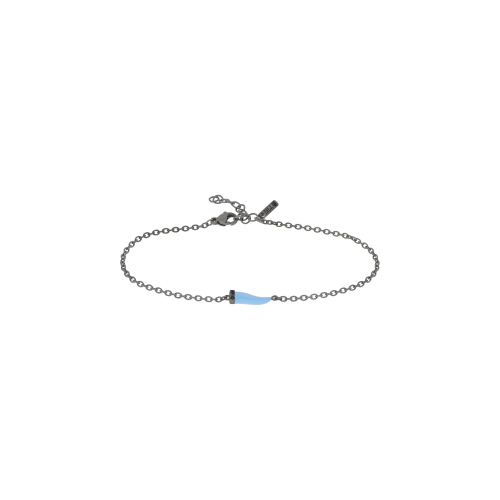 Accedi alla scheda di Mano | J . BRACCIALE CHARMS UOMO LUCKY HORN CON CORNETTO MINI SMALTATO AZZURRO IN TITANIO, 3 BLACK E CATENA - BRC1011