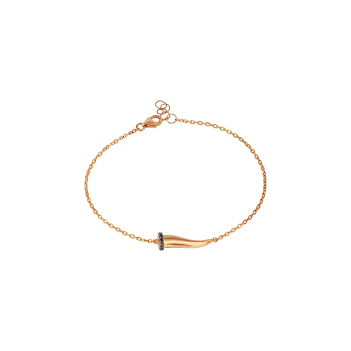 Accedi alla scheda di Mano | J . BRACCIALE CHARMS UOMO LUCKY HORN IN ORO ROSA CON CORNETTO IN ORO ROSA, 7 BLACK E CATENA - CHBRRG7BBRK9KT
