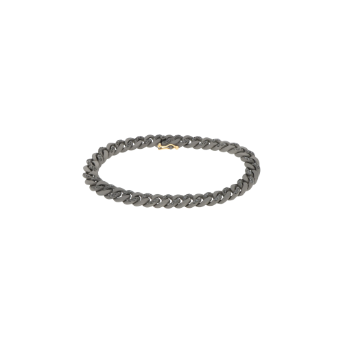 Accedi alla scheda di Mano | J . BRACCIALE GROUMETTE ALTERNATO IN TITANIO CON DIAMANTI NERI E ORO 18 KT - GR6BRALTBSN