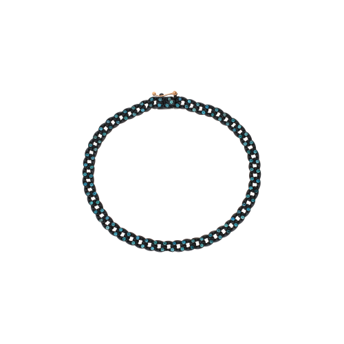 Accedi alla scheda di Mano | J . BRACCIALE GROUMETTE MINI IN TITANIO NERO E DIAMANTI BLU - TNBG1005