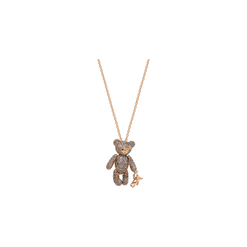 Accedi alla scheda di Bartorelli Italian Jewels COLLANA IN ORO ROSA CON PENDENTE ORSETTI IN PAV&Eacute; DI DIAMANTI BROWN E DUE DIAMANTI BIANCHI - M80C05010205570