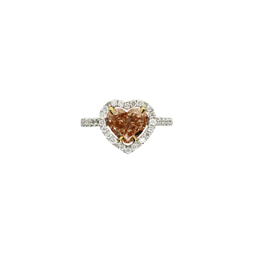 Accedi alla scheda di Bartorelli Italian Jewels ANELLO IN ORO BIANCO 18 CARATI CON DIAMANTE FANCY BROWNISH ORANGY PINK TAGLIO CUORE E PAV&Eacute; DI DIAMANTI BIANCHI TAGLIO BRILLANTE - F.273D