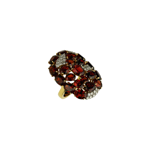 Accedi alla scheda di Bartorelli Italian Jewels Anello in oro rosa 18 carati con granati e diamanti bianchi taglio brillante - MX329GRA