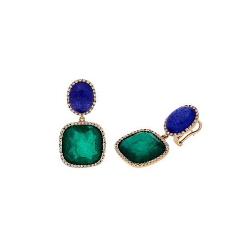 Accedi alla scheda di Bartorelli Italian Jewels Orecchini in oro rosa 18 carati,smeraldi,tanzanite e diamanti bianchi taglio brillante - ORP309/3TZSM