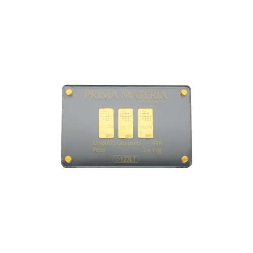 Accedi alla scheda di Prima Materia PRIMA MATERIA BLISTER 3 LINGOTTI ORO PURO 999 (24 CARATI) DA 1 GR. - PMG3GR