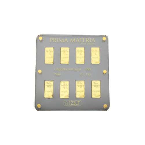Accedi alla scheda di Prima Materia PRIMA MATERIA BLISTER 8 LINGOTTI ORO PURO 999 (24 CARATI) DA 1 GR. - PMG8GR