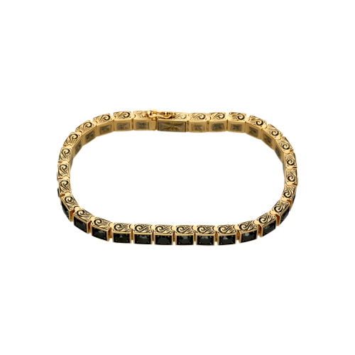 Accedi alla scheda di Bartorelli Italian Jewels Bracciale tennis in oro rosa e diamanti neri con lavorazione a mano laterale e interna - VB26536DKP