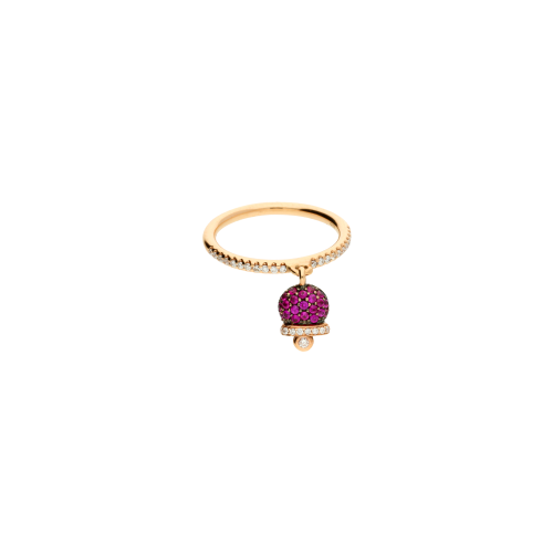 Accedi alla scheda di Bartorelli Italian Jewels Anello Campanella in oro rosa, diamani bianchi e rubini naturali - misura 14 - possibilit&agrave; di messa a misura - VR08951DRUP