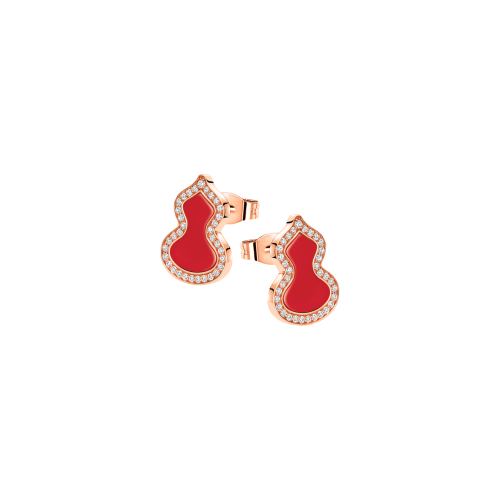Accedi alla scheda di Qeelin ORECCHINI PETITE WULU IN ORO ROSA CON AGATA ROSSA E DIAMANTI - WU-ERSD0002C-RGDRA - WUEPT2CRGRA