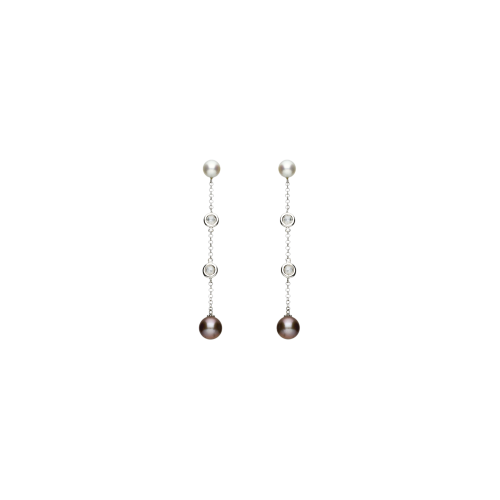 Accedi alla scheda di Bartorelli Italian Jewels Orecchini pendenti perle bicolore diamanti rosette e oro bianco 18 ct - ZG0R0643BBPEL