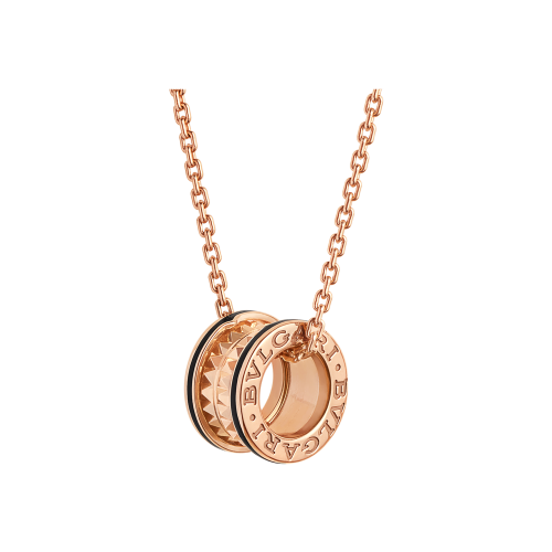 Accedi alla scheda di Bulgari COLLANA B.ZERO1 ROCK CON PENDENTE IN ORO ROSA 18 KT CON SPIRALE BORCHIATA, INSERTI IN CERAMICA NERA SUI BORDI  E CATENA IN ORO ROSA 18 KT - CL859091 - CL859091