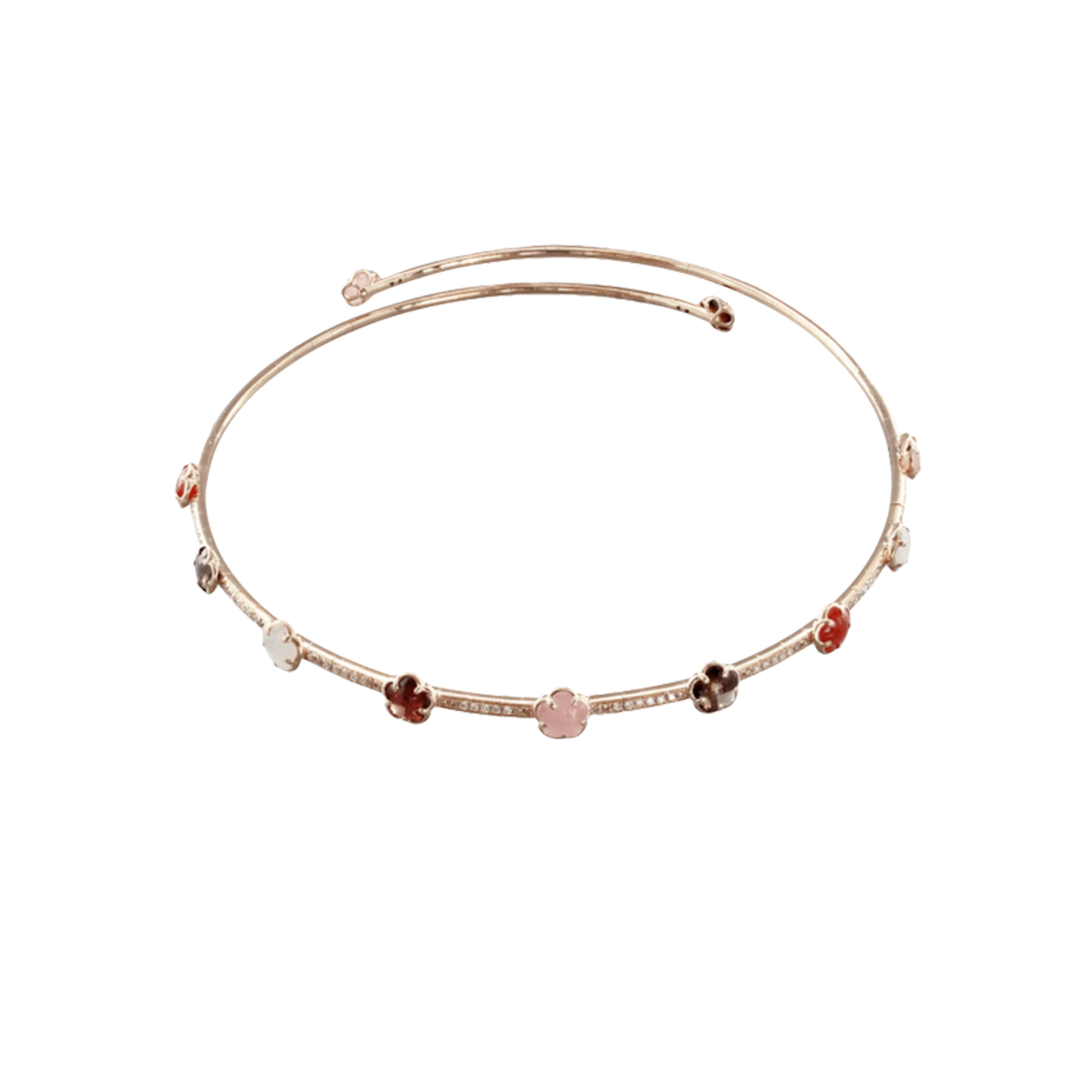 Pasquale Bruni | CHOCKER FIGLIA DEI FIORI IN ORO ROSA CON PIETRE FANTASIA E DIAMANTI BIANCHI E CHAMPAGNE - 15964R - 15964R (1)