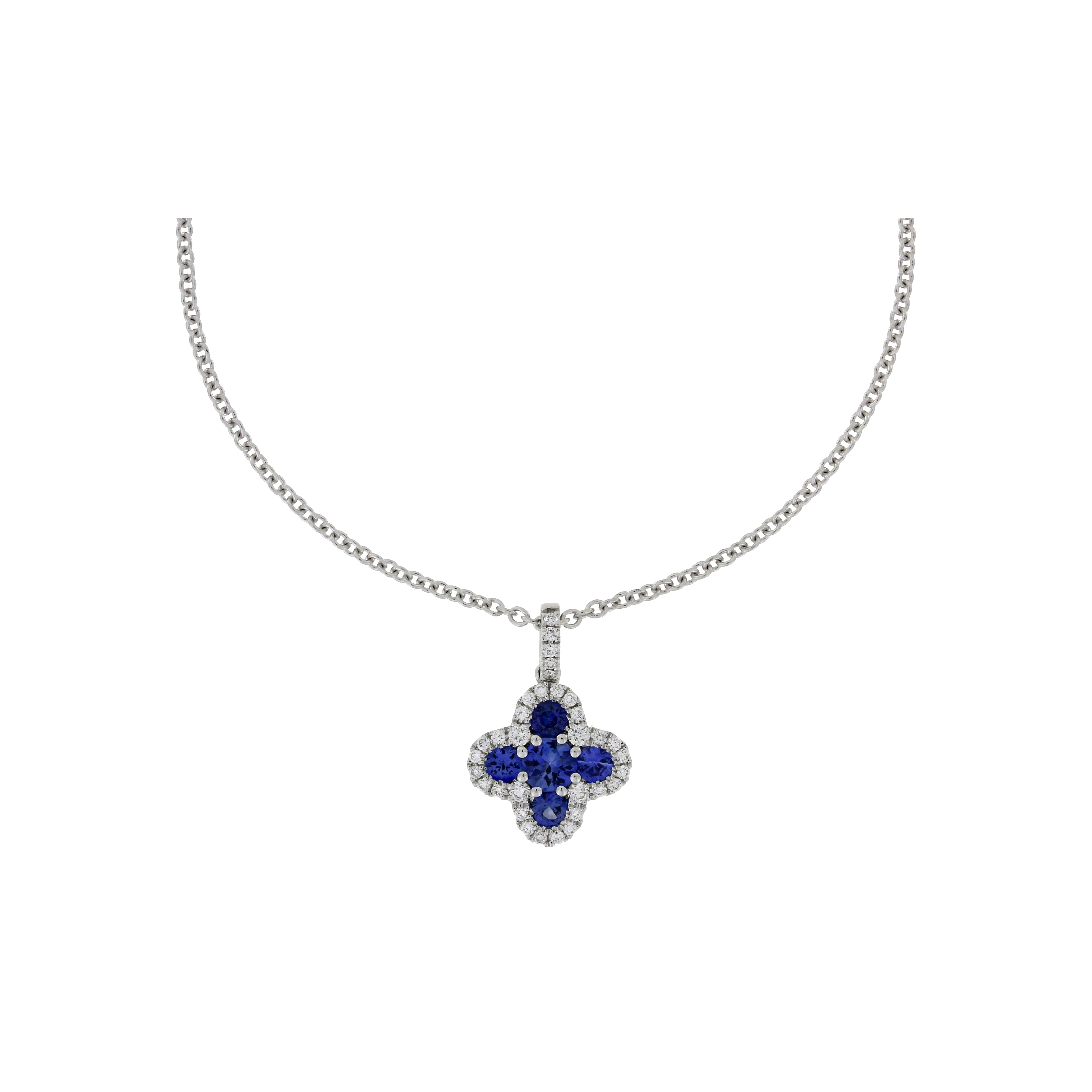 Bartorelli Italian Jewels | COLLANA GIROCOLLO IN ORO BIANCO CON PENDENTE IN DIAMANTI E ZAFFIRI - 1GA0270159/9 (1)