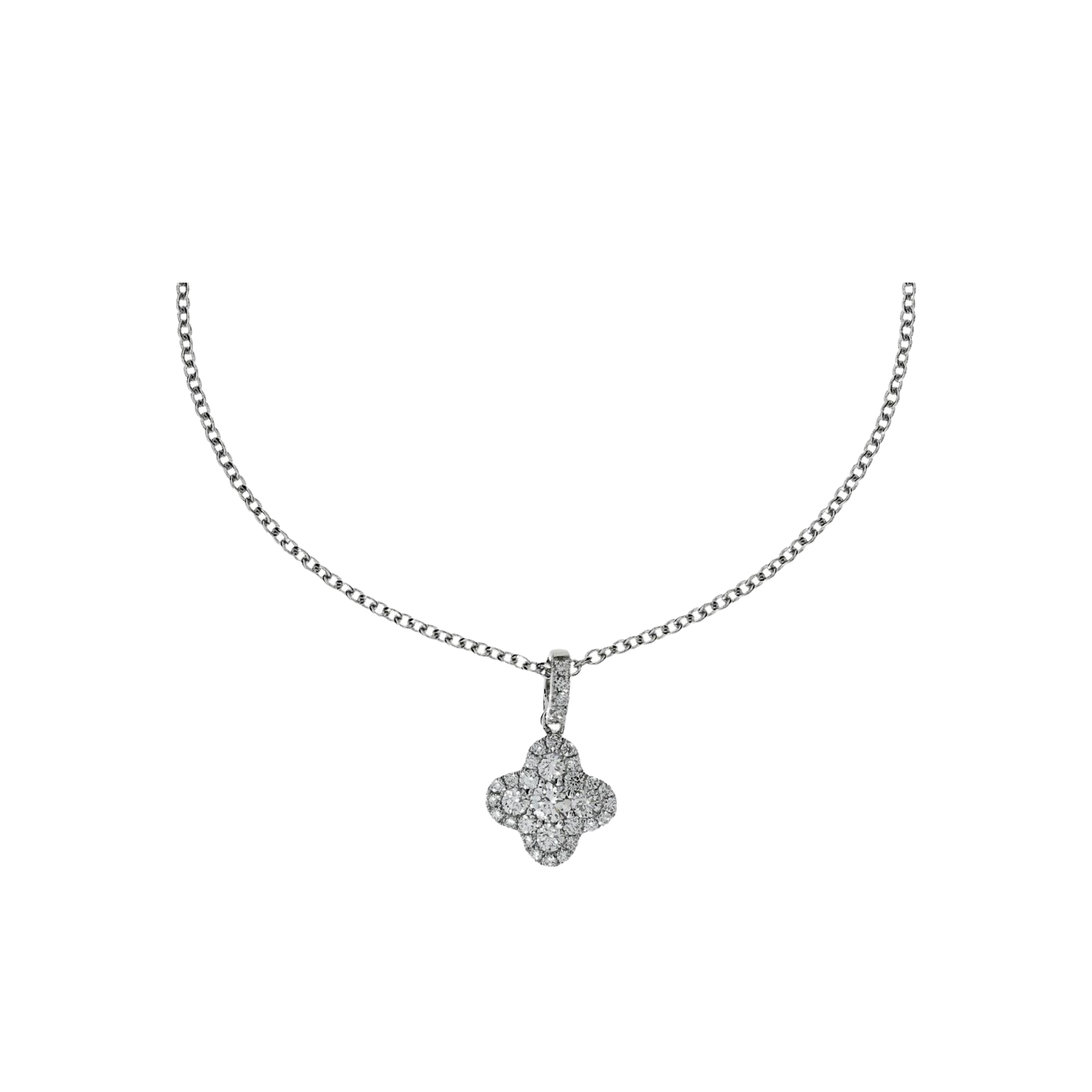 Bartorelli Italian Jewels | COLLANA GIROCOLLO IN ORO BIANCO CON PENDENTE FIORE IN DIAMANTI - 1GA0270199/2 (1)
