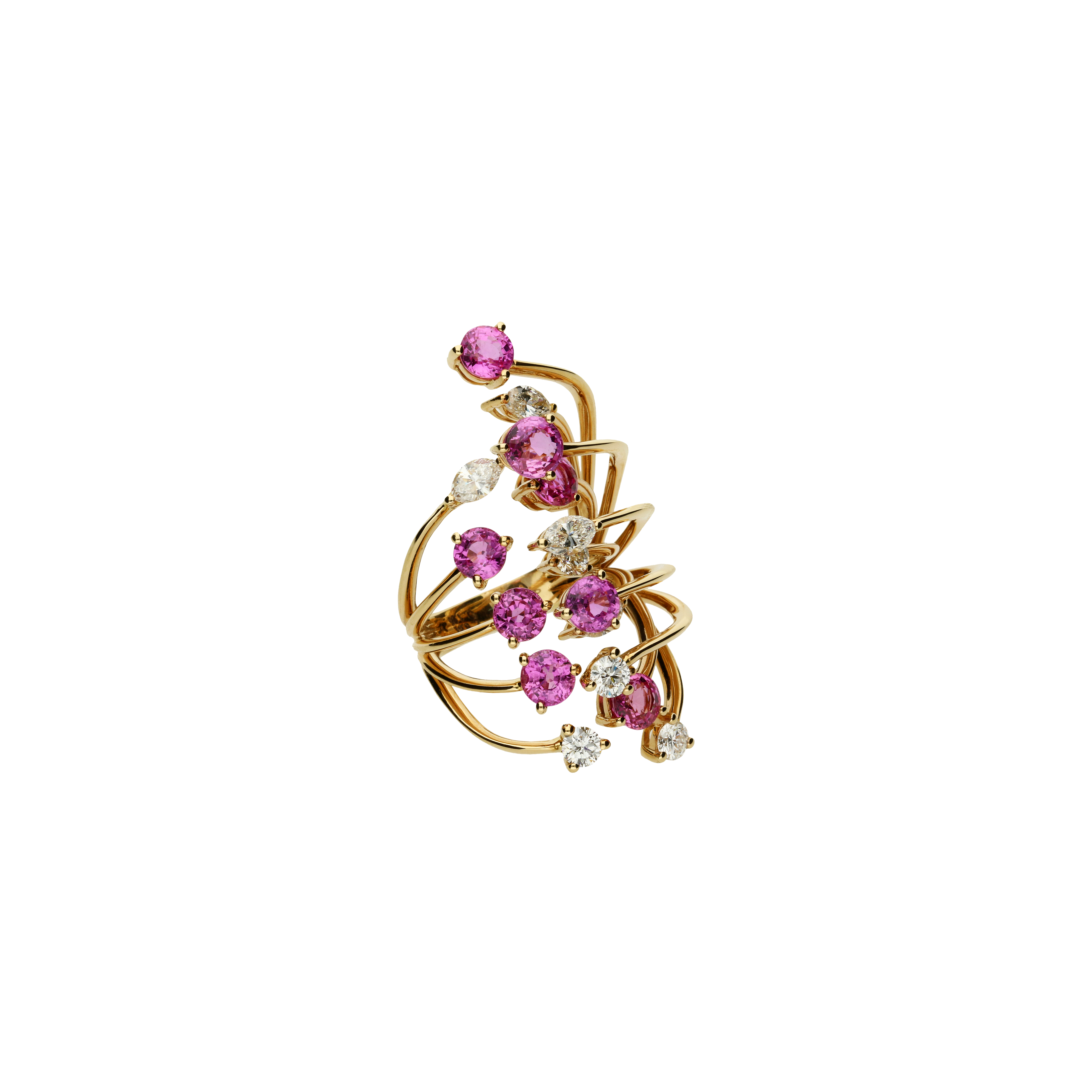 Bartorelli Italian Jewels | ANELLO RAMI IN ORO ROSA CON ZAFFIRI ROSA E DIAMANTI - 3R00086DSPP (4)