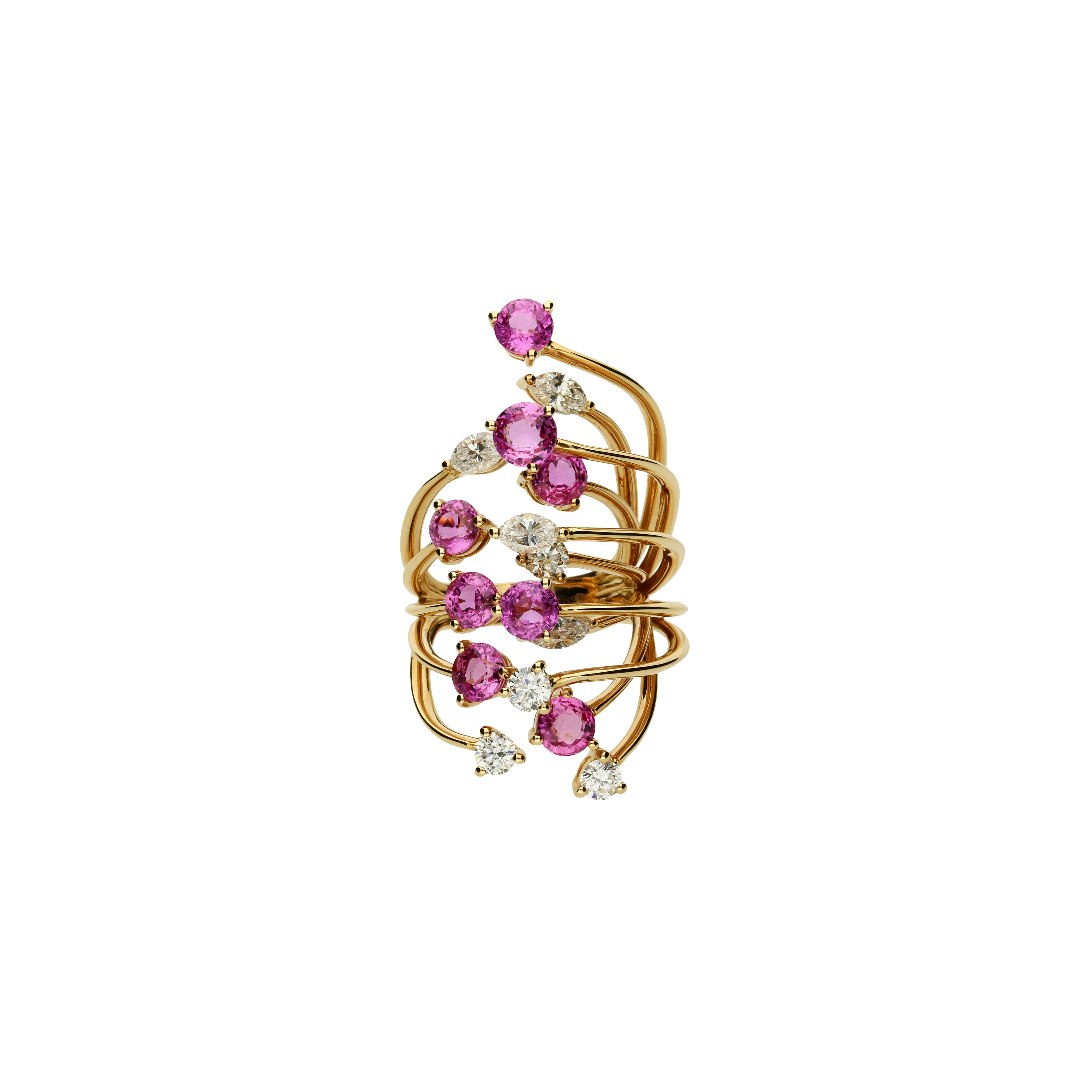 Bartorelli Italian Jewels | ANELLO RAMI IN ORO ROSA CON ZAFFIRI ROSA E DIAMANTI - 3R00086DSPP (1)
